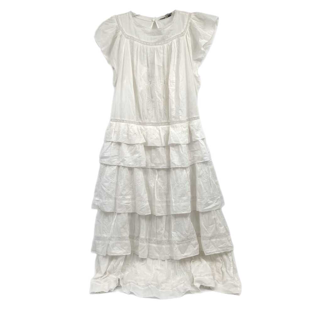 Banana Republic White Ruffled Lace Midi Dress | Size M